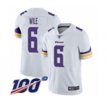 Youth Minnesota Vikings #6 Matt Wile White Vapor Untouchable Limited Player 100th Season Football Jersey