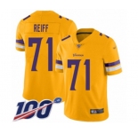 Youth Minnesota Vikings #71 Riley Reiff Limited Gold Inverted Legend 100th Season Football Jersey