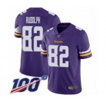 Youth Minnesota Vikings #82 Kyle Rudolph Purple Team Color Vapor Untouchable Limited Player 100th Season Football Jersey