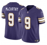 Youth Minnesota Vikings #9 J.J. McCarthy Purple 2024 Draft F.U.S.E. Throwback Vapor Untouchable Limited Football Stitched Jersey