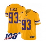 Youth Minnesota Vikings #93 John Randle Limited Gold Inverted Legend 100th Season Football Jersey