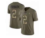 Youth Nike Minnesota Vikings #2 Kai Forbath Limited Olive Camo 2017 Salute to Service NFL Jersey