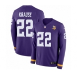 Youth Nike Minnesota Vikings #22 Paul Krause Limited Purple Therma Long Sleeve NFL Jersey