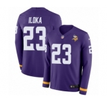 Youth Nike Minnesota Vikings #23 George Iloka Limited Purple Therma Long Sleeve NFL Jersey