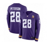 Youth Nike Minnesota Vikings #28 Adrian Peterson Limited Purple Therma Long Sleeve NFL Jersey