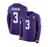 Youth Nike Minnesota Vikings #3 Trevor Siemian Limited Purple Therma Long Sleeve NFL Jersey