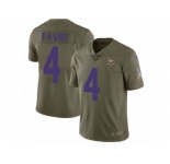 Youth Nike Minnesota Vikings #4 Brett Favre Limited Olive 2017 Salute to Service NFL Jersey