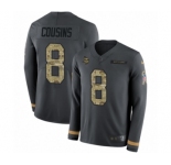 Youth Nike Minnesota Vikings #8 Kirk Cousins Limited Black Salute to Service Therma Long Sleeve NFL Jersey