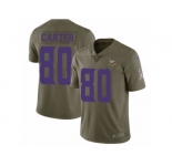 Youth Nike Minnesota Vikings #80 Cris Carter Limited Olive 2017 Salute to Service NFL Jersey