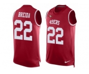 Men Nike San Francisco 49ers #22 Matt Breida Limited Red Player Name & Number Tank Top NFL Jersey