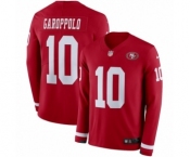 Men's Nike San Francisco 49ers #10 Jimmy Garoppolo Limited Red Therma Long Sleeve NFL Jersey