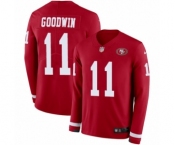 Men's Nike San Francisco 49ers #11 Marquise Goodwin Limited Red Therma Long Sleeve NFL Jersey