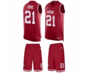 Men's Nike San Francisco 49ers #21 Frank Gore Limited Red Tank Top Suit NFL Jersey