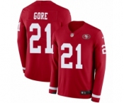 Men's Nike San Francisco 49ers #21 Frank Gore Limited Red Therma Long Sleeve NFL Jersey