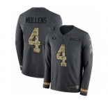 Men's Nike San Francisco 49ers #4 Nick Mullens Limited Black Salute to Service Therma Long Sleeve NFL Jerse