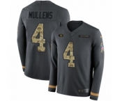 Men's Nike San Francisco 49ers #4 Nick Mullens Limited Black Salute to Service Therma Long Sleeve NFL Jersey