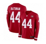 Men's Nike San Francisco 49ers #44 Tom Rathman Limited Red Therma Long Sleeve NFL Jersey