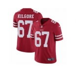 Men's Nike San Francisco 49ers #67 Daniel Kilgore Vapor Untouchable Limited Red Team Color NFL Jersey