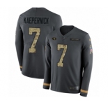 Men's Nike San Francisco 49ers #7 Colin Kaepernick Limited Black Salute to Service Therma Long Sleeve NFL Jersey