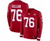 Men's Nike San Francisco 49ers #76 Garry Gilliam Limited Red Therma Long Sleeve NFL Jersey