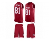 Men's Nike San Francisco 49ers #81 Terrell Owens Limited Red Tank Top Suit NFL Jersey