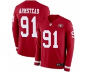 Men's Nike San Francisco 49ers #91 Arik Armstead Limited Red Therma Long Sleeve NFL Jersey