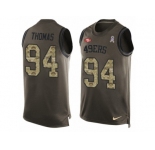 Men's Nike San Francisco 49ers #94 Solomon Thomas Limited Green Salute to Service Tank Top NFL Jersey