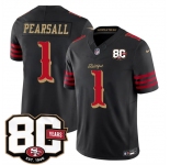 Men's San Francisco 49ers #1 Ricky Pearsall Black 80th Anniversary Patch “Rivalries†2026 F.U.S.E. Vapor Untouchable Limited Football Stitched Jersey