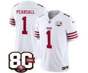 Men's San Francisco 49ers #1 Ricky Pearsall White 80th Anniversary Patch 2026 F.U.S.E. Vapor Untouchable Limited Football Stitched Jersey
