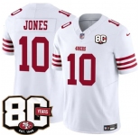Men's San Francisco 49ers #10 Mac Jones White 80th Anniversary Patch 2026 F.U.S.E. Vapor Untouchable Limited Football Stitched Jersey
