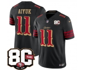 Men's San Francisco 49ers #11 Brandon Aiyuk Black 80th Anniversary Patch “Rivalries” 2026 F.U.S.E. Vapor Untouchable Limited Football Stitched Jersey