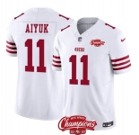 Men's San Francisco 49ers #11 Brandon Aiyuk White 2023 F.U.S.E. NFC West Champions Patch Football Stitched Jersey