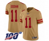 Men's San Francisco 49ers #11 Marquise Goodwin Limited Gold Inverted Legend 100th Season Football Jersey