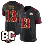 Men's San Francisco 49ers #13 Brock Purdy Black 80th Anniversary Patch “Rivalries†2026 F.U.S.E. Vapor Untouchable Limited Football Stitched Jersey
