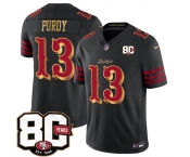 Men's San Francisco 49ers #13 Brock Purdy Black 80th Anniversary Patch “Rivalries” 2026 F.U.S.E. Vapor Untouchable Limited Football Stitched Jersey