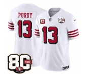 Men's San Francisco 49ers #13 Brock Purdy New White 2026 F.U.S.E. With 80th Anniversary & 4-Star C Patch Vapor Untouchable Limited Football Stitched Jersey