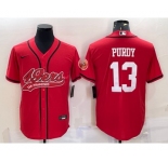 Men's San Francisco 49ers #13 Brock Purdy Red With Patch Cool Base Stitched Baseball Jersey