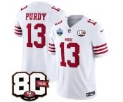 Men's San Francisco 49ers #13 Brock Purdy White 80th Anniversary And Melbourne Game Patch 2026 F.U.S.E. Vapor Untouchable Limited Football Stitched Jersey