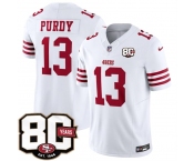 Men's San Francisco 49ers #13 Brock Purdy White 80th Anniversary Patch 2026 F.U.S.E. Vapor Untouchable Limited Football Stitched Jersey