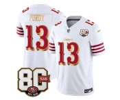 Men's San Francisco 49ers #13 Brock Purdy White Gold 80th Anniversary Patch “Rivalries” 2026 F.U.S.E. Vapor Untouchable Limited Football Stitched Jersey