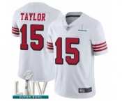 Men's San Francisco 49ers #15 Trent Taylor Limited White Rush Vapor Untouchable Super Bowl LIV Bound Football Jersey