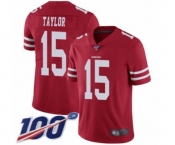 Men's San Francisco 49ers #15 Trent Taylor Red Team Color Vapor Untouchable Limited Player 100th Season Football Jersey