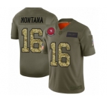 Men's San Francisco 49ers #16 Joe Montana 2019 Olive Camo Salute to Service Limited Jersey