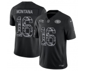 Men's San Francisco 49ers #16 Joe Montana Black 2026 F.U.S.E. Salute to Service Limited Stitched Football Jersey
