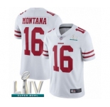 Men's San Francisco 49ers #16 Joe Montana White Vapor Untouchable Limited Player Super Bowl LIV Bound Football Jersey