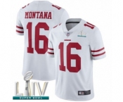Men's San Francisco 49ers #16 Joe Montana White Vapor Untouchable Limited Player Super Bowl LIV Bound Football Jersey