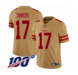 Men's San Francisco 49ers #17 Emmanuel Sanders Limited Gold Inverted Legend 100th Season Football Jersey