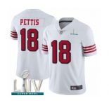 Men's San Francisco 49ers #18 Dante Pettis Limited White Rush Vapor Untouchable Super Bowl LIV Bound Football Jersey