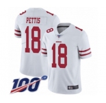 Men's San Francisco 49ers #18 Dante Pettis White Vapor Untouchable Limited Player 100th Season Football Jersey