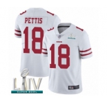 Men's San Francisco 49ers #18 Dante Pettis White Vapor Untouchable Limited Player Super Bowl LIV Bound Football Jersey